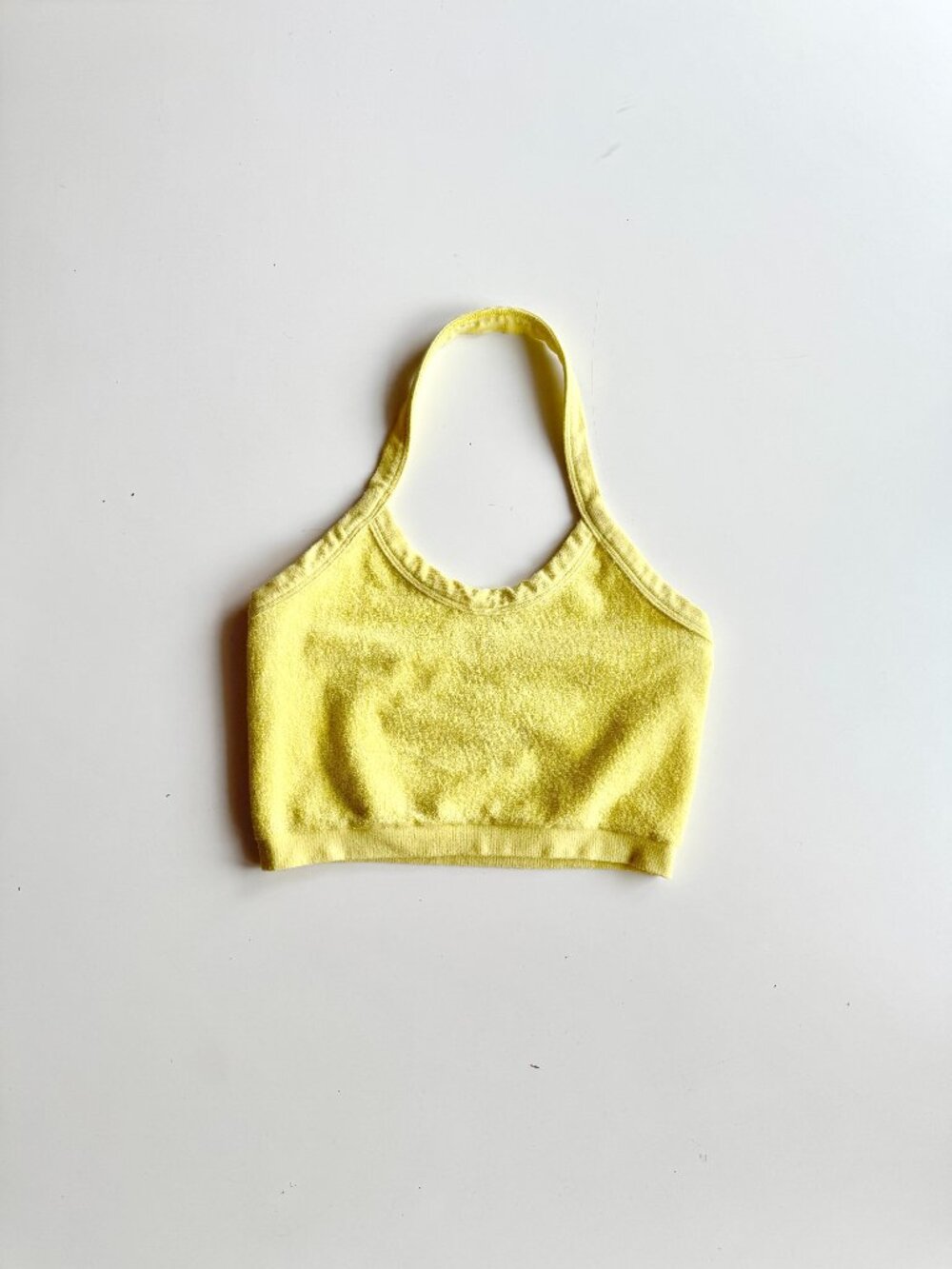 Aritzia TNA Liberty Yellow Modal Terry Cropped Halter Tank Top, Size S